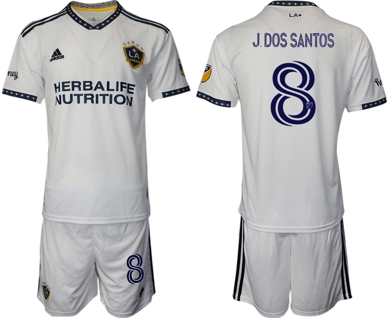 Men 2022-2023 Club Los Angeles Galaxy home white #8 Adidas Soccer Jersey->customized soccer jersey->Custom Jersey
